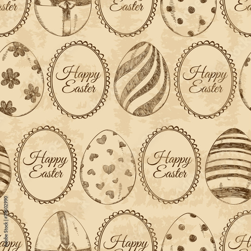 Seamless pattern of sketch Easter eggs