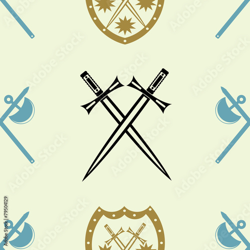 seamless background with knight heraldic symbol