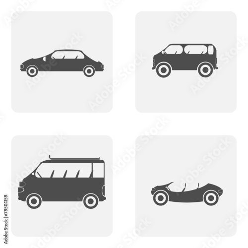 monochrome icon set with car