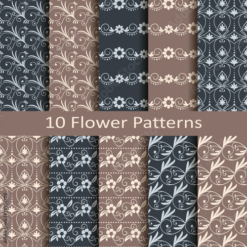 set of ten flower patterns