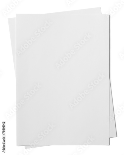 Two paper sheets isolated on white background with clipping path