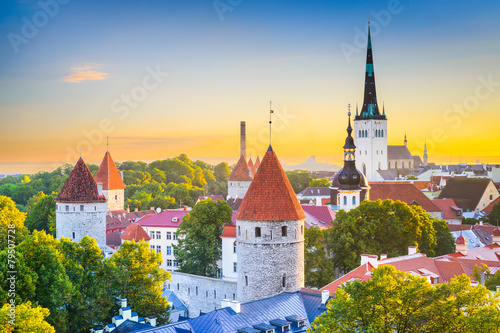 Tallinn, Estonia Old City Skyline