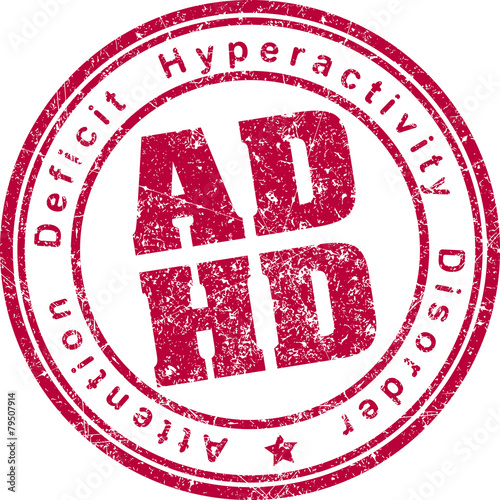ADHD (Attention Deficit Hyperactivity Disorder) rubber stamp.