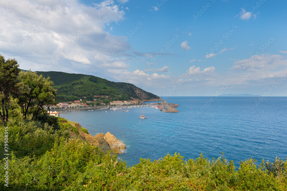 bay of the green island elba in italy with blue sky bay of the green island elba in italy with blue sky