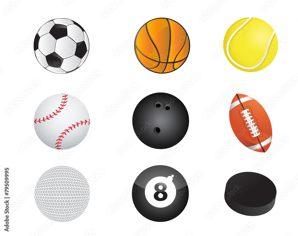 sports balls equipment icon set illustration sports balls equipment icon set illustration