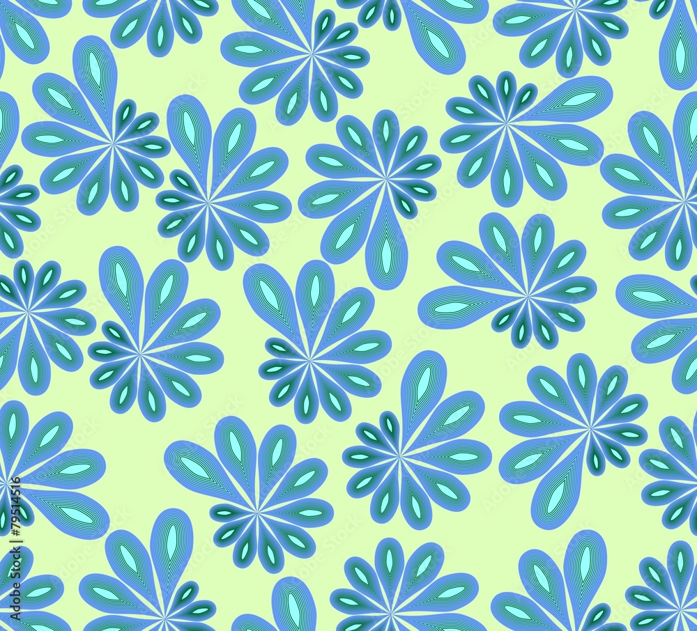 Abstract background with blue and green asymmetric fowers