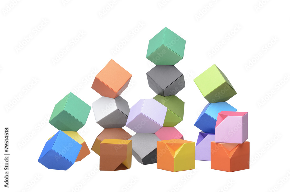 Fototapeta premium Origami Columbus Towers, varicolored cubes