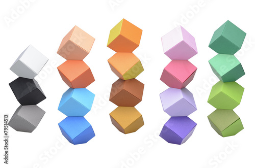 Origami Columbus Towers, varicolored cubes