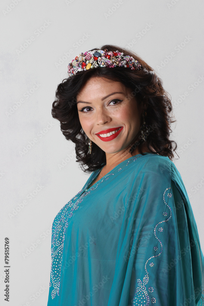 Adult woman in blue abaya Adult woman in blue abaya