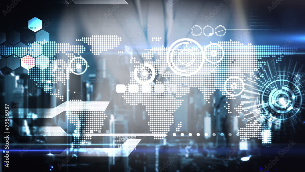 Businessman using digital futuristic interface