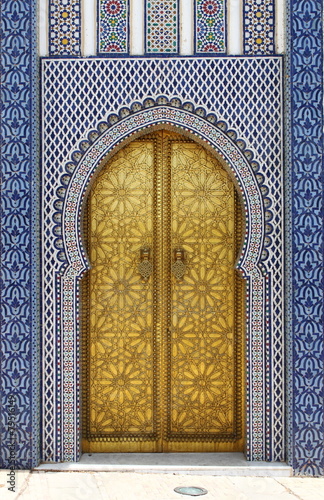 Golded door of Royal Palace in Fes, Morocco