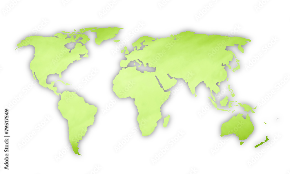 Green color world map illustration