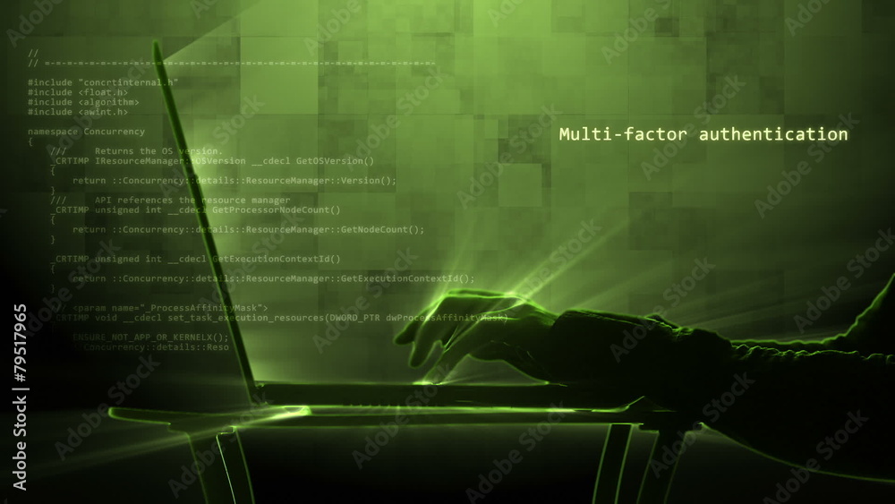 computer hacker typing on a laptop; looping