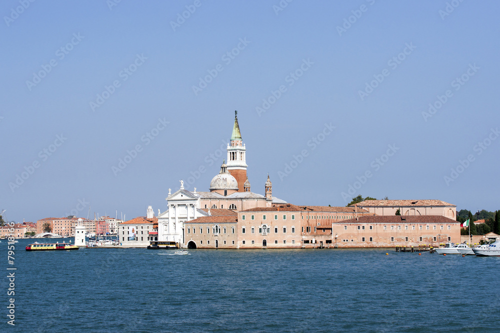 San Giorgio Maggiore and water traffic in summer Venice