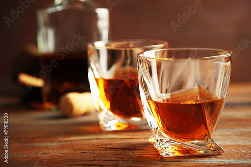 Fototapeta Naklejka Na Ścianę i Meble -  Whiskey on wooden background