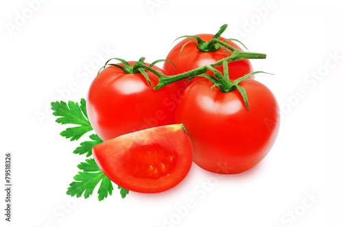 Fresh red tomatoes on isolated white backround