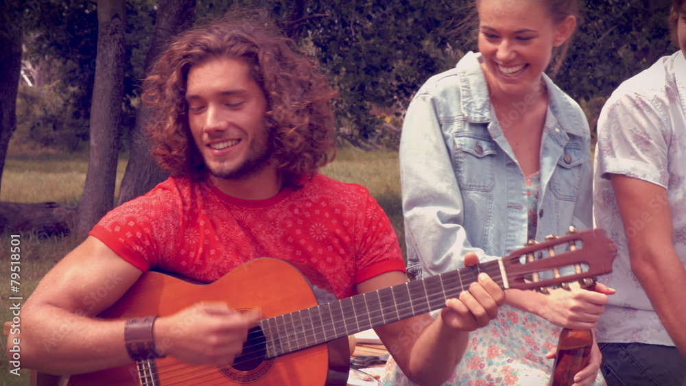 In high quality format happy friends in the park