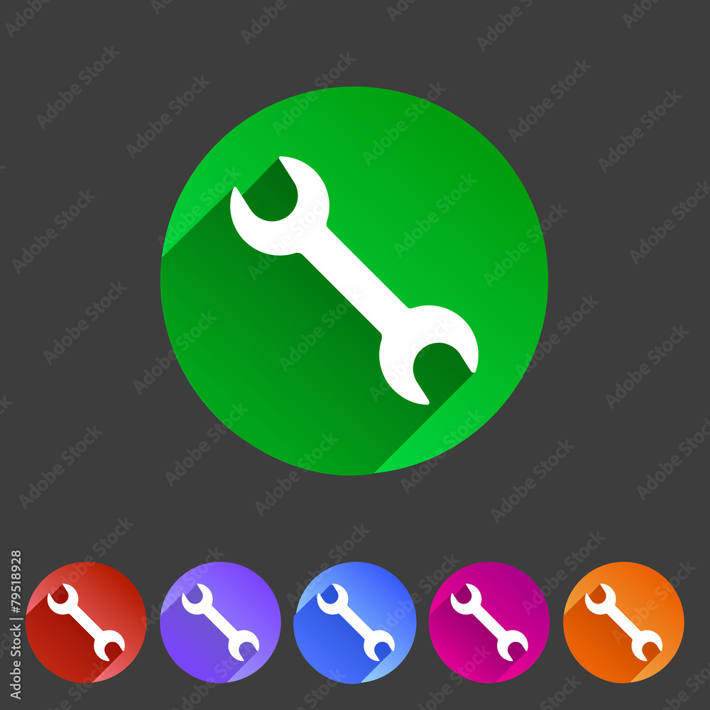 Wrench badge flat icon sign set symbol Wrench badge flat icon sign set symbol