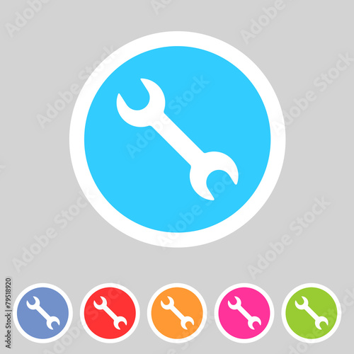 Wrench badge flat icon sign set symbol