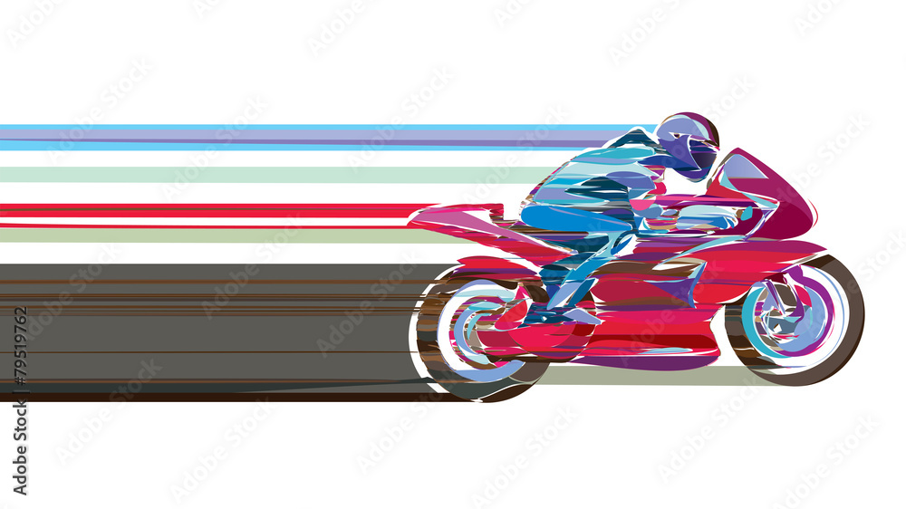 Obraz premium Artistic stylized motorcycle racer in motion.
