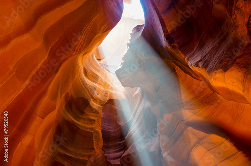 Rays of Sunlight Coming from Ceiling in Antelope Canyon