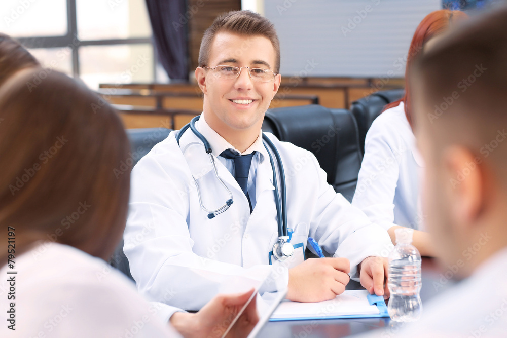 Medical workers working in conference room Medical workers working in conference room