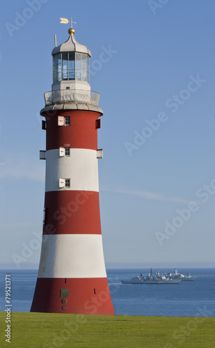 Lighthouse and Warships - Plymouth Hoe