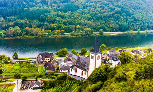 Landscape with the river Moselle in Germany.  panorama of Mosell © EwaStudio