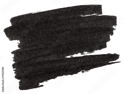 Black marker paint texture isolated on white