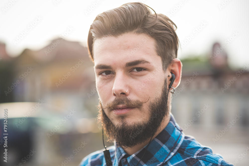 Fototapeta premium young handsome bearded hipster man