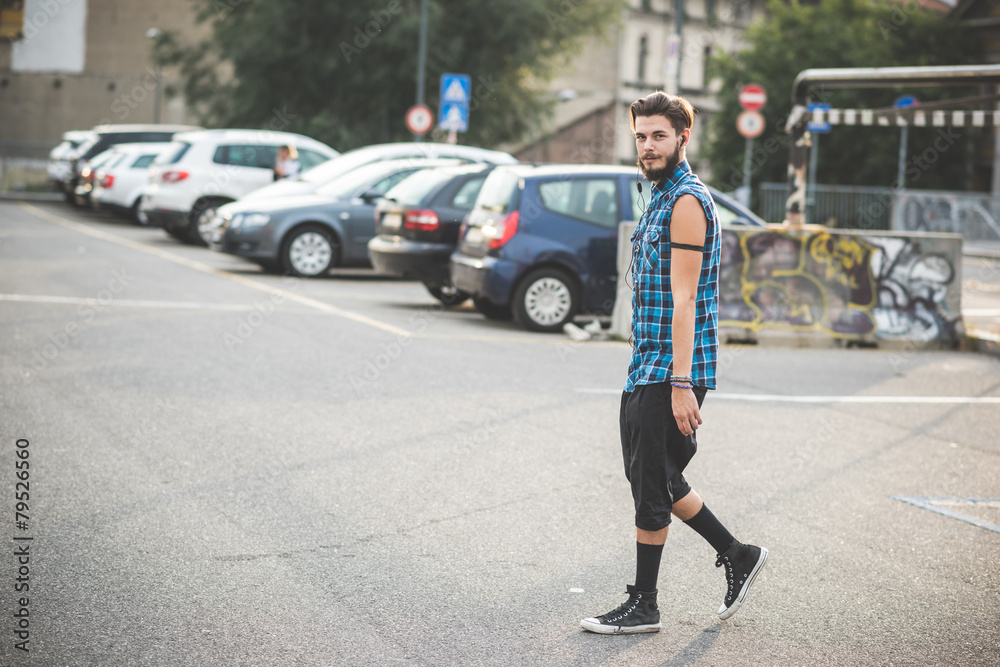 young handsome bearded hipster man young handsome bearded hipster man