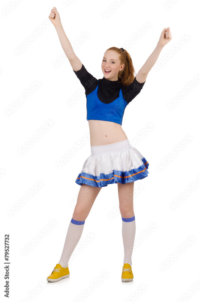 Young nice cheerleader isolated on white Young nice cheerleader isolated on white