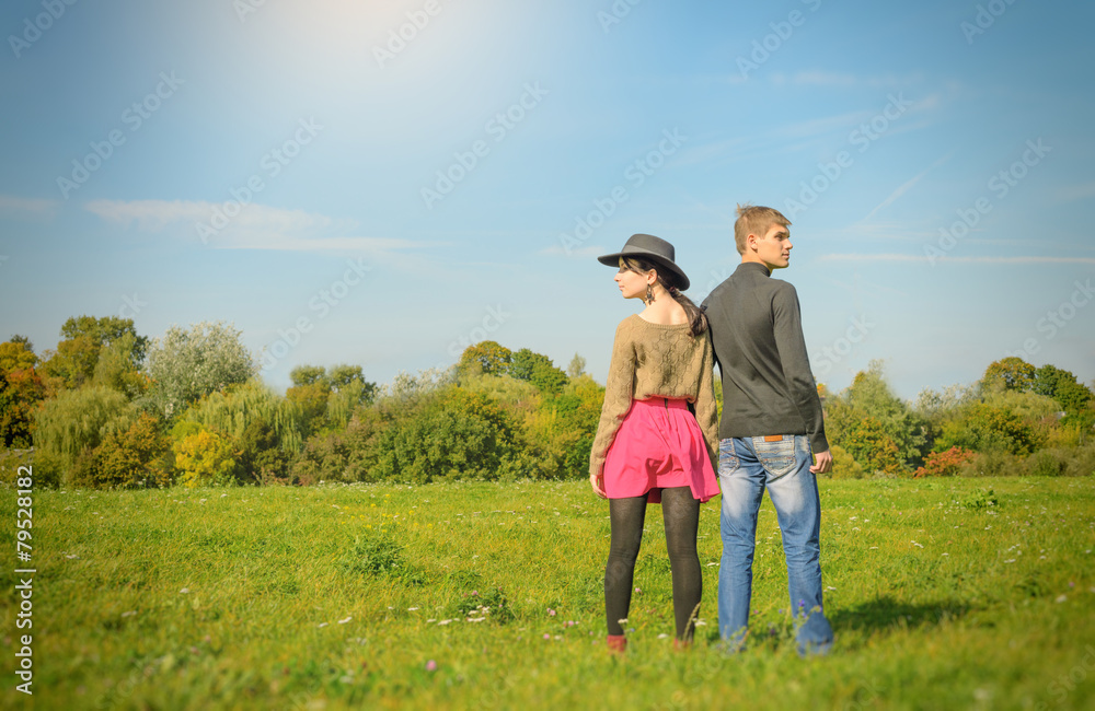 modern European couple of hipsters in love have fun
