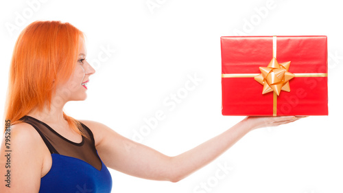 holidays love happiness concept - girl with gift box