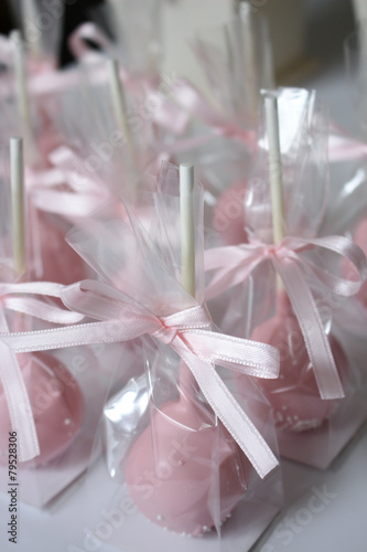 Pink cake pops wrapped