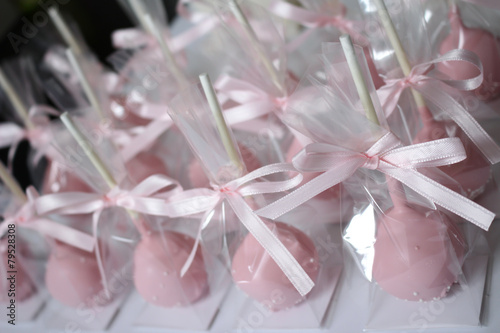 Pink cake pops wrapped