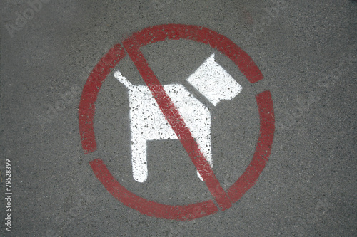 No dog sign. Dog stop icon on the city park as a background
