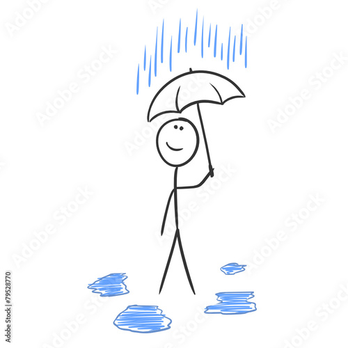 strichmaennchen mit regenschirm I