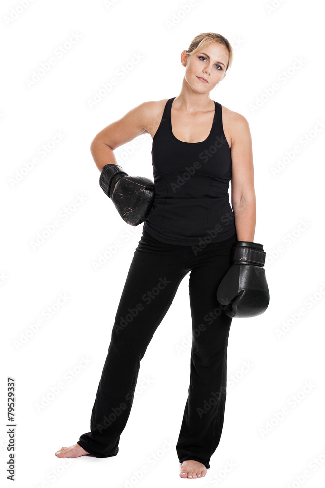 Kickboxer portrait on white background Kickboxer portrait on white background