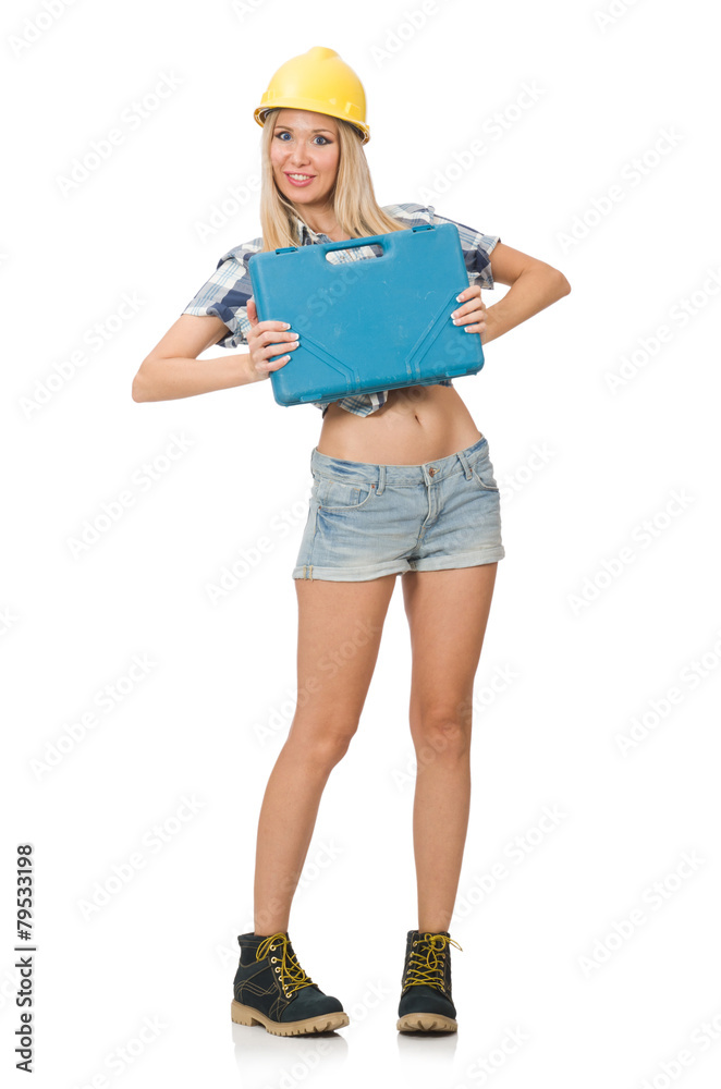 female construction worker isolated on white female construction worker isolated on white