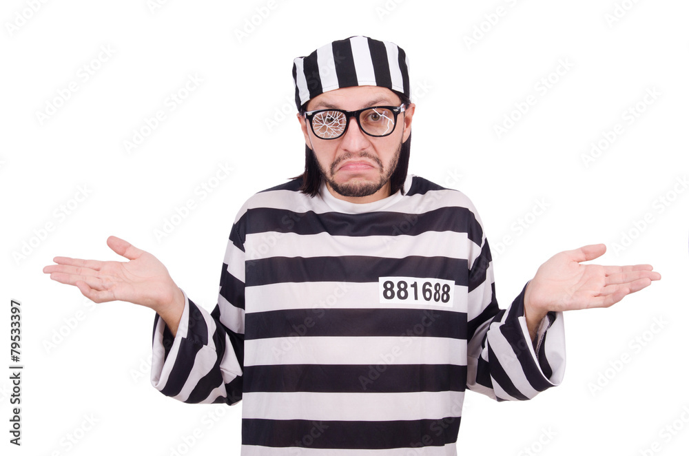 Prison inmate isolated on the white background Prison inmate isolated on the white background