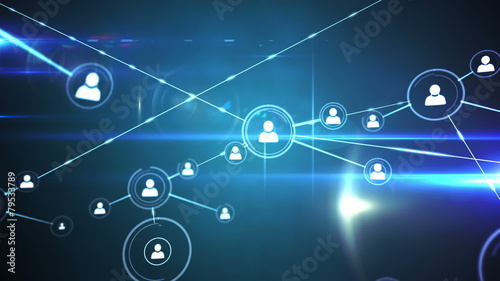 Online community on glowing screen
