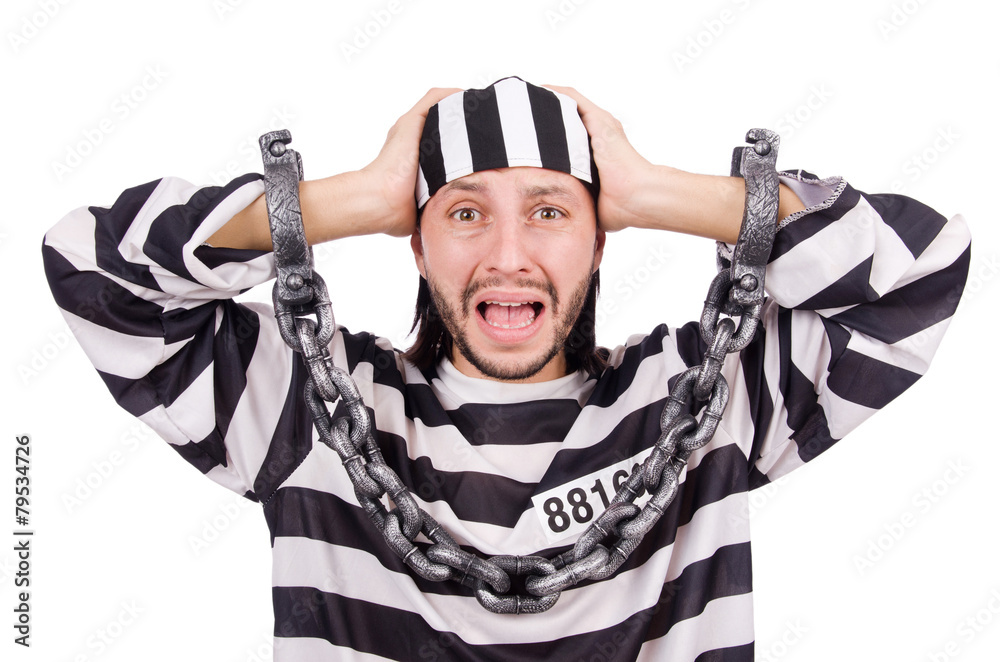 Prison inmate isolated on the white background Prison inmate isolated on the white background