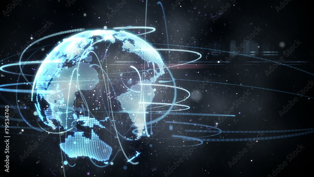 Connecting lines with earth graphic Connecting lines with earth graphic