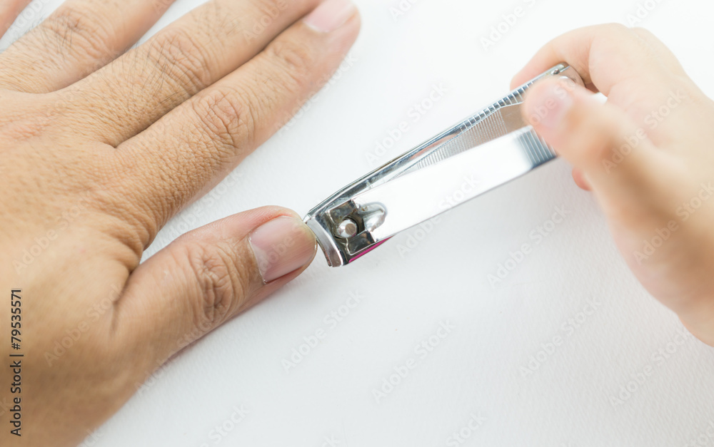nail clipper cutting man fingernail by little hand nail clipper cutting man fingernail by little hand