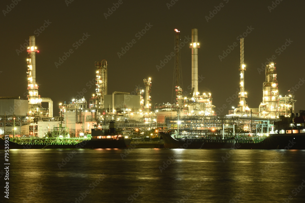 Oil refinery at night. Oil refinery at night.