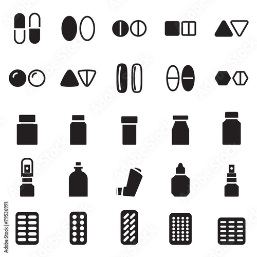 medical pills icon set