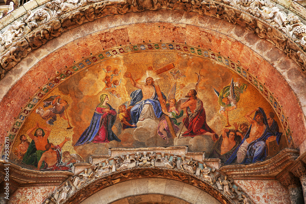 Facade Mosaic on entrance of Cathedral San Marco in Venice
