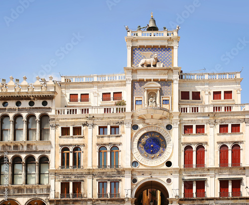 Fotografie Clock Tower in Venice, Italy. Torre dell Orologio