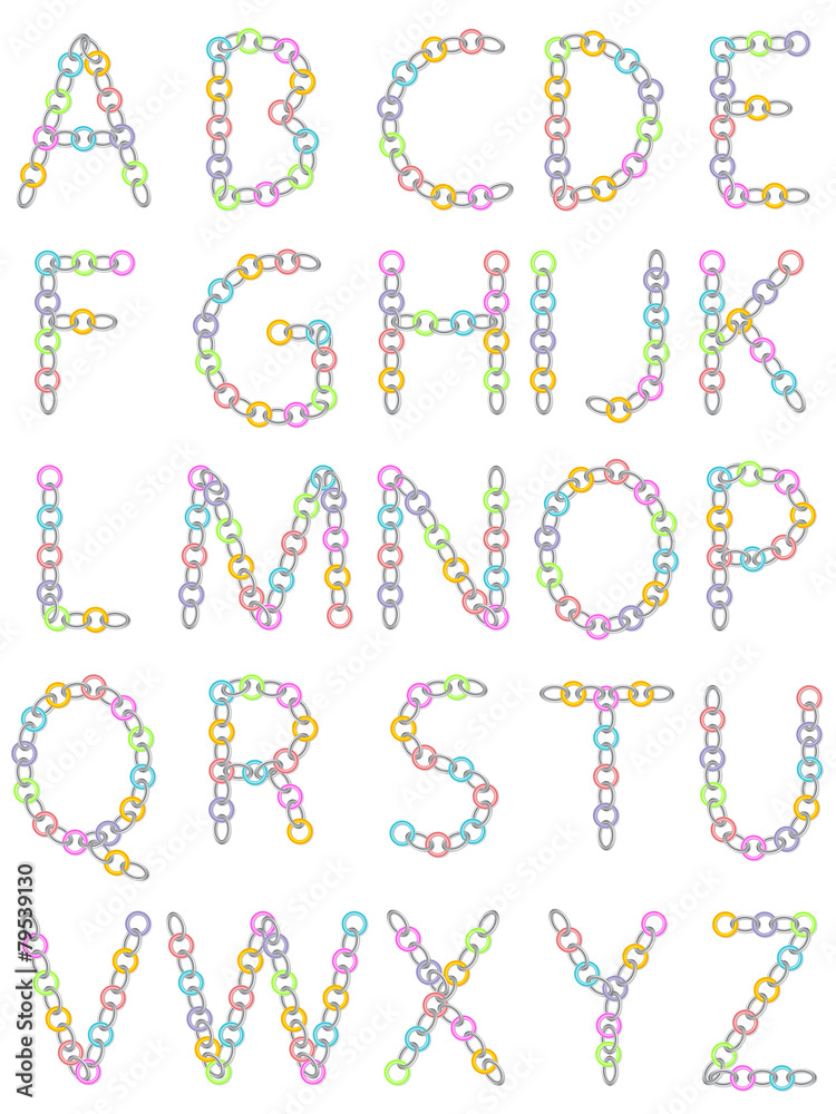 Abc from colored and metallic chain